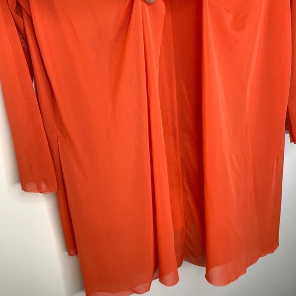 CARMEN MARC VALVO Orange‎ Sheer Mid Sleeve Blouse Sz M - Picture 6 of 10